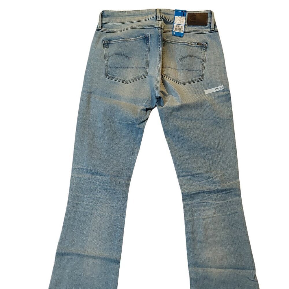 G-Star Raw 3301 Mid Bootleg Gova Super Stretch Light Blue Denim Jeans Sz 27 NWT - Picture 7 of 13
